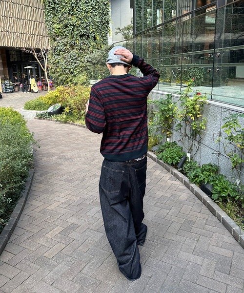 kutir(クティール)の「HENLEY NECK WOOL BLEND STRIPED KNIT/ヘンリーネックウールブレンドボーダーニット(Tシャツ/カットソー・メンズ・ブラック/ネイビー/ボルドー/ブラウン・LARGE/MEDIUM)」の13枚目の写真