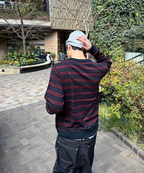 kutir(クティール)の「HENLEY NECK WOOL BLEND STRIPED KNIT/ヘンリーネックウールブレンドボーダーニット(Tシャツ/カットソー・メンズ・ブラック/ネイビー/ボルドー/ブラウン・LARGE/MEDIUM)」の10枚目の写真