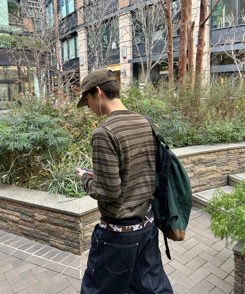 kutir(クティール)の「HENLEY NECK WOOL BLEND STRIPED KNIT/ヘンリーネックウールブレンドボーダーニット(Tシャツ/カットソー・メンズ・ブラック/ネイビー/ボルドー/ブラウン・LARGE/MEDIUM)」の19枚目の写真