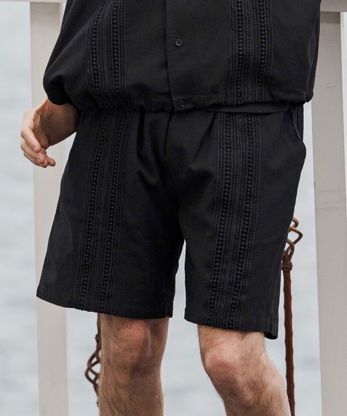 CAMBIO（カンビオ）の「mp14679-Cotton Linen Tape Switch Short Pants ショートパンツ(CAM26SS-014)（その他パンツ・メンズ・ブラック/ベージュ/グリーン・L/M/S）」の2枚目の写真
