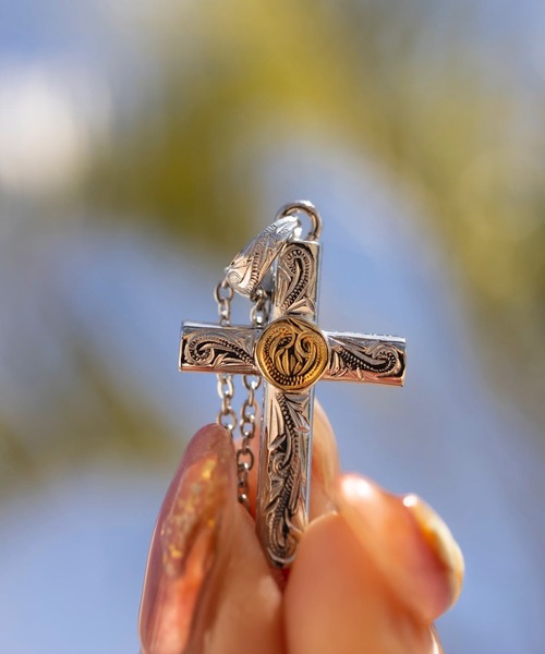 round cross necklace/【ハワイアンジュエリー】【サージカルステンレス】【金属アレルギー対応】【IRIEBEACH / アイリービーチ】つけっぱなしOK