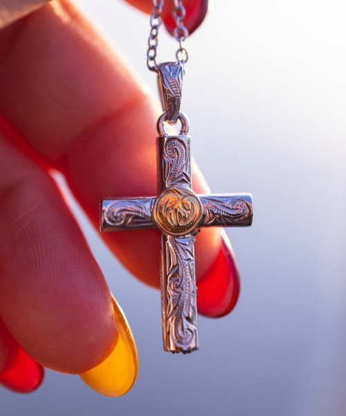 セール】round cross necklace/【ハワイアンジュエリー】【サージカル