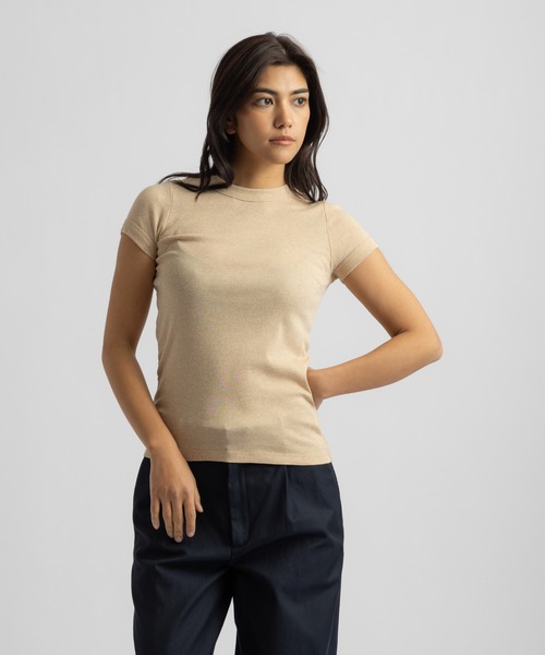 Saturdays NYC（サタデーズ ニューヨークシティ ）の「Naomi Ribbed Tee | WOMEN（Tシャツ/カットソー・レディース・ホワイト/ベージュ/グレー・S/M/L）」の3枚目の写真