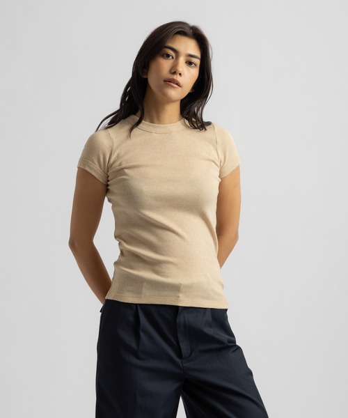 Saturdays NYC（サタデーズ ニューヨークシティ ）の「Naomi Ribbed Tee | WOMEN（Tシャツ/カットソー・レディース・ホワイト/ベージュ/グレー・S/M/L）」の8枚目の写真