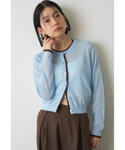 AIC.（エーアイシー）の「レイヤードライクシアーニットカーディガン（カーディガン/ボレロ・レディース・サックスブルー/ライトグレー・FREE）」の9枚目の写真