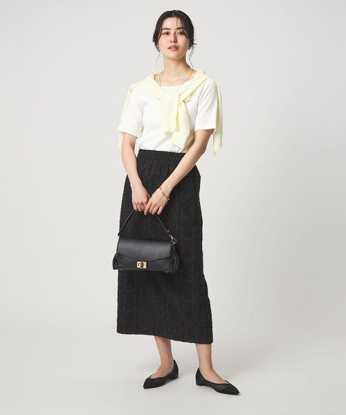 green label relaxing(グリーンレーベルリラクシング)の「ブライトリブ ボートネック 5分袖 プルオーバー カットソー(Tシャツ/カットソー・レディース・オフホワイト/ダークブラウン/ライム/ネイビー/その他1・FREE)」の10枚目の写真