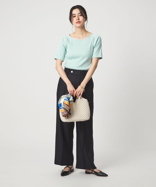 green label relaxing(グリーンレーベルリラクシング)の「ブライトリブ ボートネック 5分袖 プルオーバー カットソー(Tシャツ/カットソー・レディース・オフホワイト/ダークブラウン/ライム/ネイビー/その他1・FREE)」の22枚目の写真