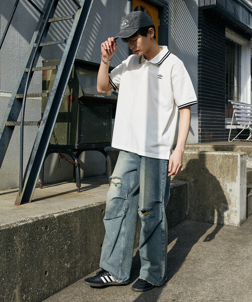 UMBRO(アンブロ)の「UMBRO × PUBLUX/アンブロ 別注 ワンポイント ロゴ 鹿子 ポロシャツ 限定展開(ポロシャツ・メンズ・ブラック/グレー/ネイビー/ホワイト・MEDIUM/LARGE)」の9枚目の写真