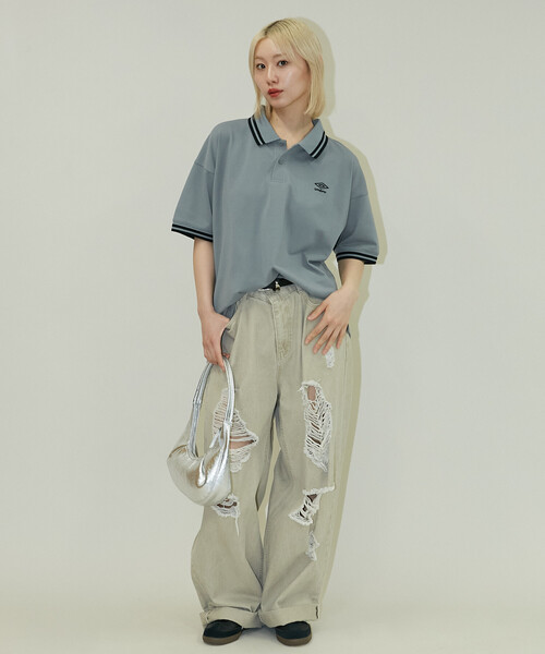 UMBRO × PUBLUX/アンブロ 別注 ワンポイント ロゴ 鹿子 ポロシャツ