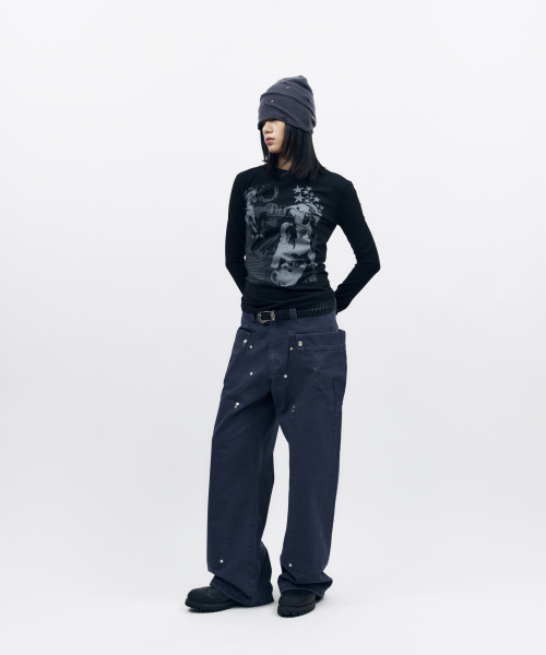 AAKAM（アーカム）の「Walt Panel Cotton Pants (Navy)（その他パンツ・レディース・その他・1/2）」の2枚目の写真