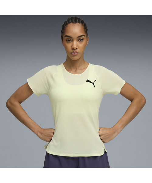 PUMA(プーマ)の「PUMA プーマ ウィメンズ ランニング ライトスピード 半袖 Tシャツ(Tシャツ/カットソー・レディース・ライム/ブラック・MEDIUM/SMALL/LARGE/X-SMALL)」の1枚目の写真