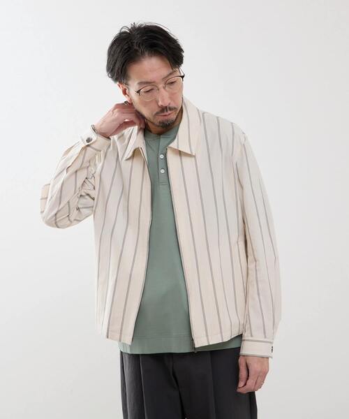 MEN'S MELROSE(メンズメルローズ)の「クラブストライプハリントンジャケット(ブルゾン・メンズ・アイボリー/ネイビー・4/3)」の2枚目の写真