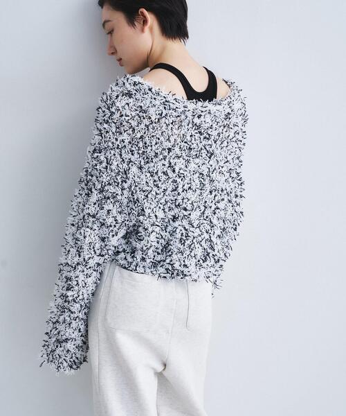 CODE A（コードエー）の「fancy yarn cardigan（カーディガン/ボレロ・レディース・ブラック系3/ライトグリーン系・00）」の4枚目の写真