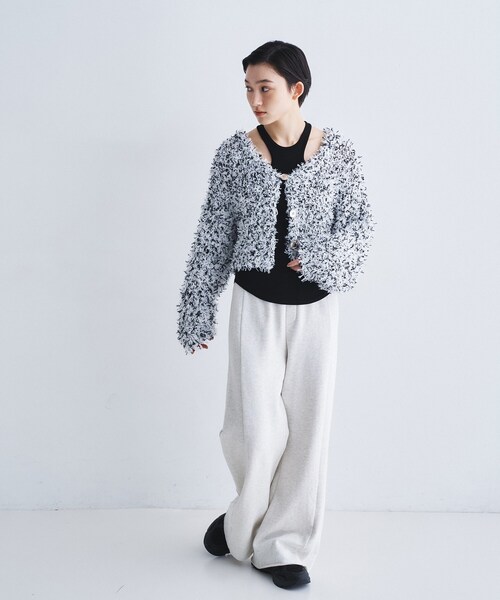 CODE A（コードエー）の「fancy yarn cardigan（カーディガン/ボレロ・レディース・ブラック系3/ライトグリーン系・00）」の5枚目の写真