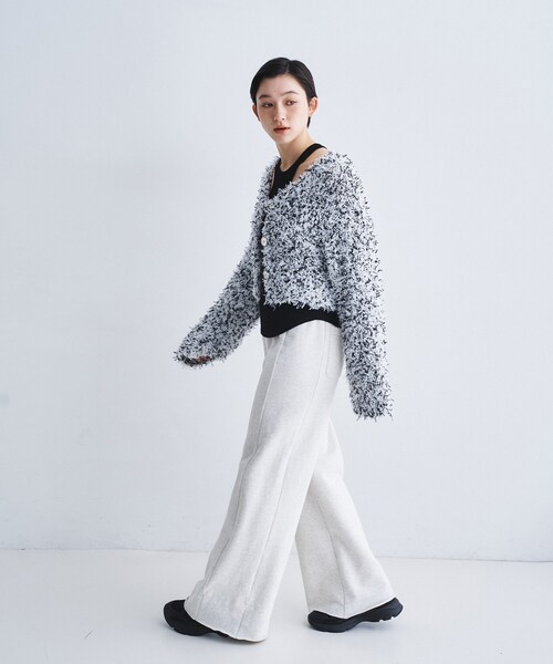 CODE A（コードエー）の「fancy yarn cardigan（カーディガン/ボレロ・レディース・ブラック系3/ライトグリーン系・00）」の6枚目の写真