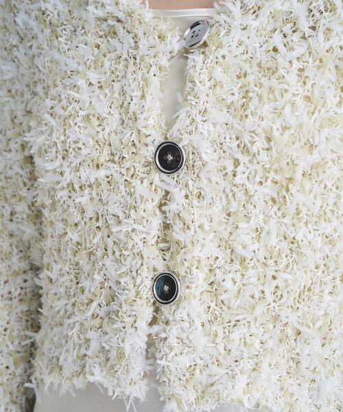 CODE A（コードエー）の「fancy yarn cardigan（カーディガン/ボレロ・レディース・ブラック系3/ライトグリーン系・00）」の10枚目の写真