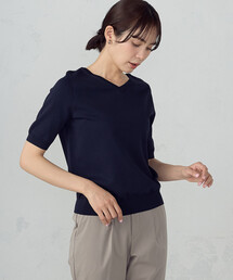 COMME CA ISM（コムサイズム）の「【ウォッシャブル・UVカット】ベーシック 2WAYネック5分袖ニット（ニット/セーター）」