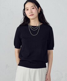 COMME CA ISM（コムサイズム）の「【ウォッシャブル・UVカット】ベーシック 2WAYネック5分袖ニット（ニット/セーター）」
