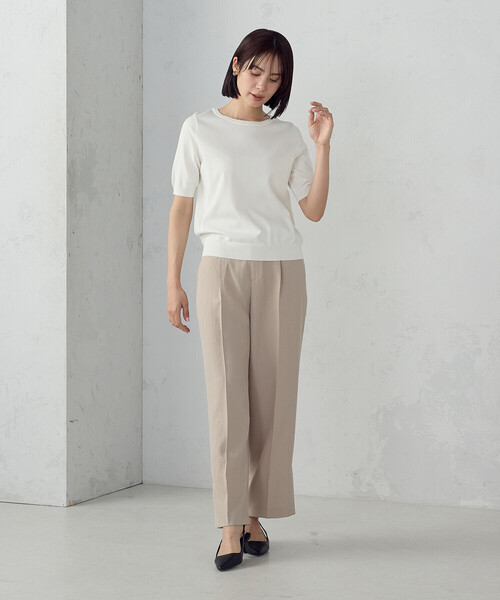 COMME CA ISM（コムサイズム）の「【ウォッシャブル・UVカット】ベーシック 2WAY5分袖ニット（ニット/セーター・レディース・ネイビー/ブルー/ブラック/アイボリー・MEDIUM/LARGE）」の6枚目の写真