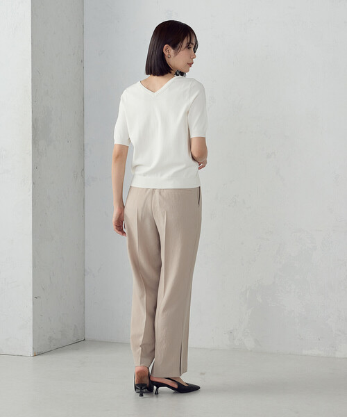 COMME CA ISM（コムサイズム）の「【ウォッシャブル・UVカット】ベーシック 2WAY5分袖ニット（ニット/セーター・レディース・ネイビー/ブルー/ブラック/アイボリー・MEDIUM/LARGE）」の7枚目の写真