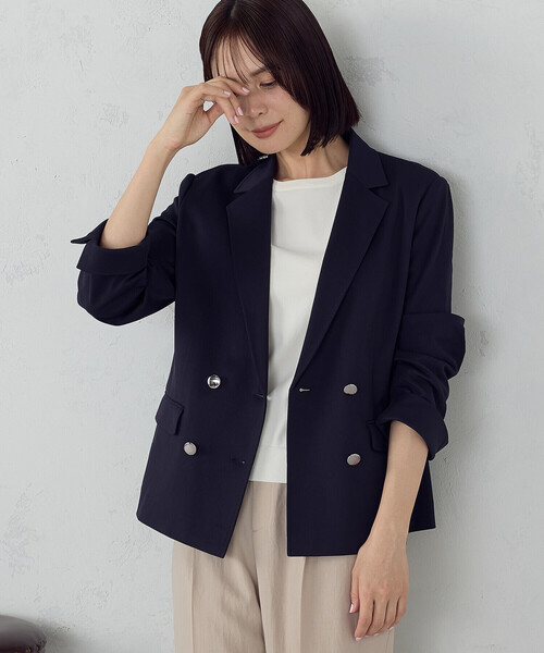 COMME CA ISM（コムサイズム）の「【ウォッシャブル・UVカット】ベーシック 2WAY5分袖ニット（ニット/セーター・レディース・ネイビー/ブルー/ブラック/アイボリー・MEDIUM/LARGE）」の9枚目の写真