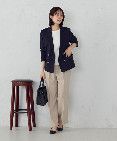 COMME CA ISM（コムサイズム）の「【ウォッシャブル・UVカット】ベーシック 2WAY5分袖ニット（ニット/セーター・レディース・ネイビー/ブルー/ブラック/アイボリー・MEDIUM/LARGE）」の10枚目の写真