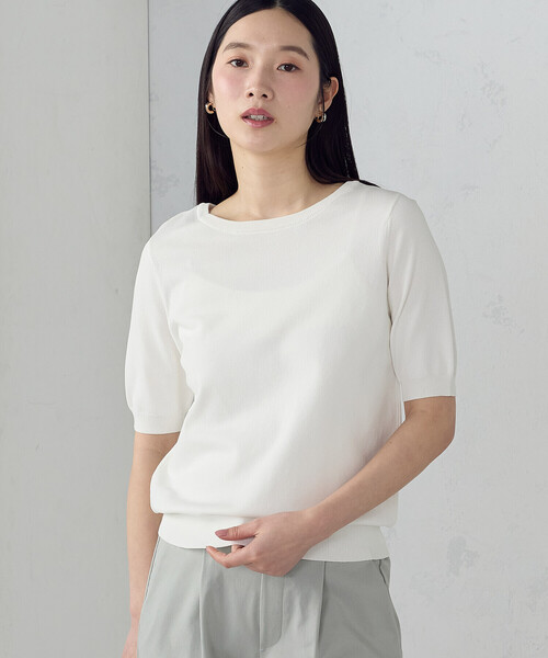 COMME CA ISM（コムサイズム）の「【ウォッシャブル・UVカット】ベーシック 2WAY5分袖ニット（ニット/セーター・レディース・ネイビー/ブルー/ブラック/アイボリー・MEDIUM/LARGE）」の13枚目の写真