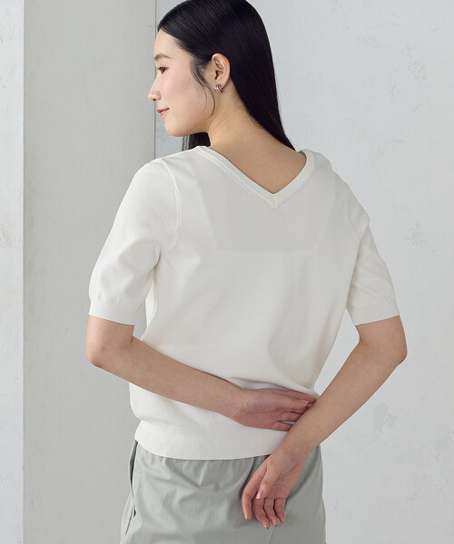 COMME CA ISM（コムサイズム）の「【ウォッシャブル・UVカット】ベーシック 2WAY5分袖ニット（ニット/セーター・レディース・ネイビー/ブルー/ブラック/アイボリー・MEDIUM/LARGE）」の14枚目の写真