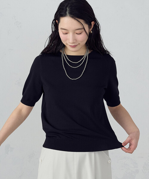 COMME CA ISM（コムサイズム）の「【ウォッシャブル・UVカット】ベーシック 2WAY5分袖ニット（ニット/セーター・レディース・ネイビー/ブルー/ブラック/アイボリー・MEDIUM/LARGE）」の20枚目の写真