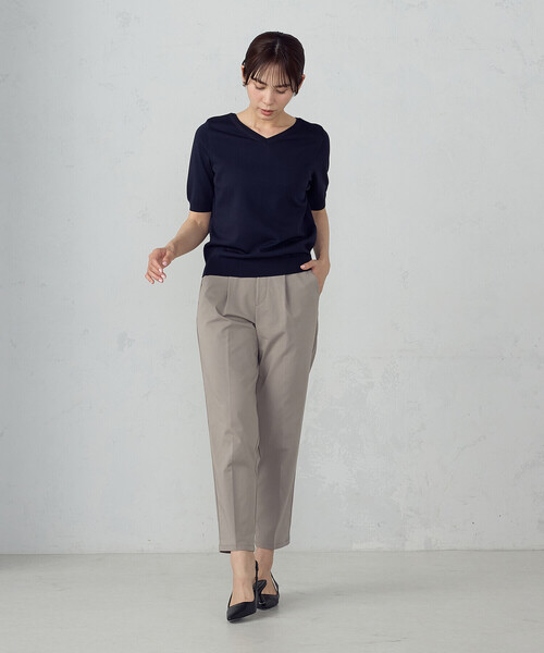 COMME CA ISM（コムサイズム）の「【ウォッシャブル・UVカット】ベーシック 2WAY5分袖ニット（ニット/セーター・レディース・ネイビー/ブルー/ブラック/アイボリー・MEDIUM/LARGE）」の21枚目の写真