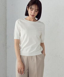 COMME CA ISM（コムサイズム）の「【ウォッシャブル・UVカット】ベーシック 2WAYネック5分袖ニット（ニット/セーター）」