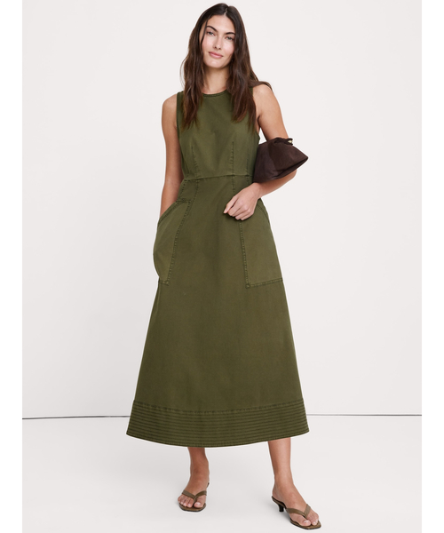 Banana Republic（バナナリパブリック）の「コットン キャンバス ユーティリティポケット マキシワンピース（ワンピース・レディース・ブラック/アイボリー/オリーブ・XS/M/S/L）」の3枚目の写真