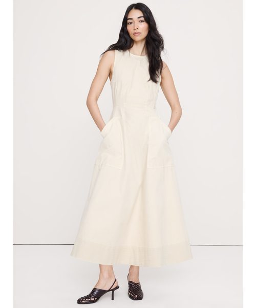 Banana Republic（バナナリパブリック）の「コットン キャンバス ユーティリティポケット マキシワンピース（ワンピース・レディース・ブラック/アイボリー/オリーブ・XS/M/S/L）」の2枚目の写真