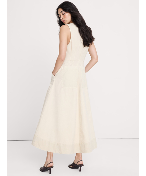 Banana Republic（バナナリパブリック）の「コットン キャンバス ユーティリティポケット マキシワンピース（ワンピース・レディース・ブラック/アイボリー/オリーブ・XS/M/S/L）」の5枚目の写真