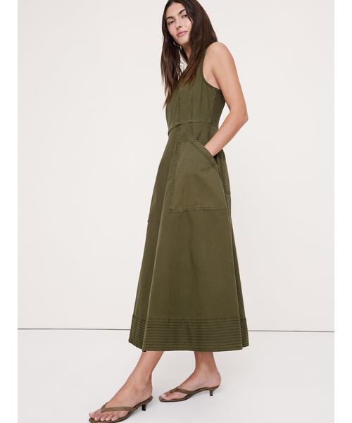 Banana Republic（バナナリパブリック）の「コットン キャンバス ユーティリティポケット マキシワンピース（ワンピース・レディース・ブラック/アイボリー/オリーブ・XS/M/S/L）」の10枚目の写真