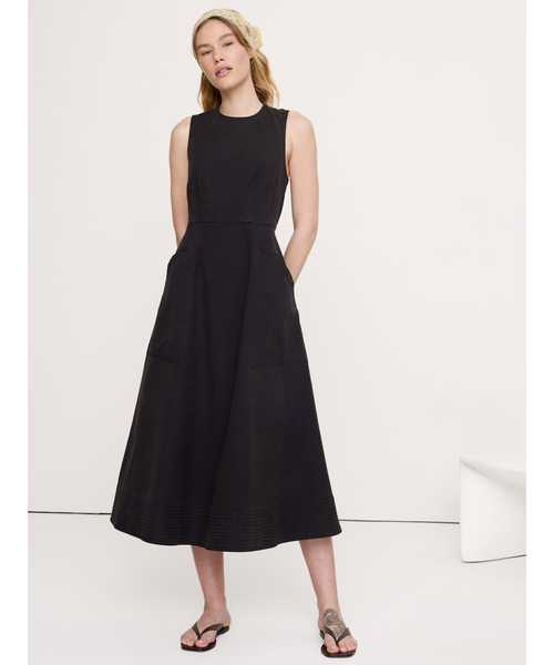 Banana Republic（バナナリパブリック）の「コットン キャンバス ユーティリティポケット マキシワンピース（ワンピース・レディース・ブラック/アイボリー/オリーブ・XS/M/S/L）」の4枚目の写真