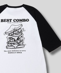 【NAVY/ ネイビー】発泡バックプリント ラグラン7分袖Tシャツ