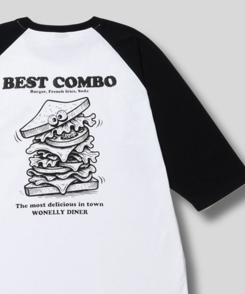 NAVY(ネイビー)の「【NAVY/ ネイビー】発泡バックプリント ラグラン7分袖Tシャツ(Tシャツ/カットソー・メンズ・チャコール/ブラック系1/グリーン/ブラック系2・M/L/XL)」の3枚目の写真