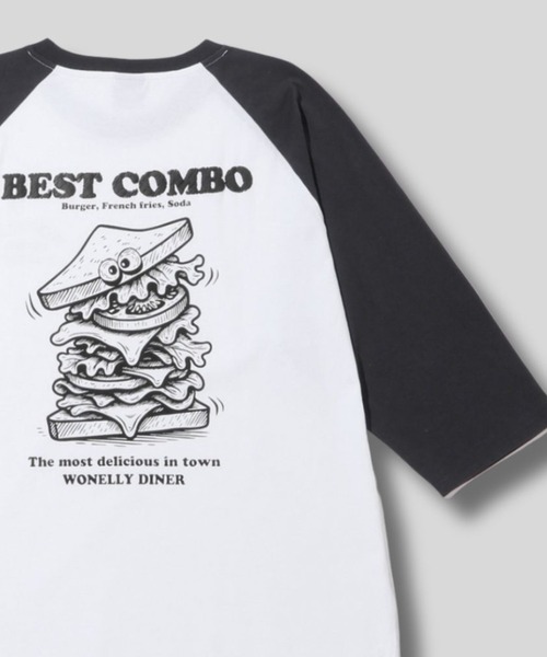 NAVY(ネイビー)の「【NAVY/ ネイビー】発泡バックプリント ラグラン7分袖Tシャツ(Tシャツ/カットソー・メンズ・チャコール/ブラック系1/グリーン/ブラック系2・M/L/XL)」の1枚目の写真