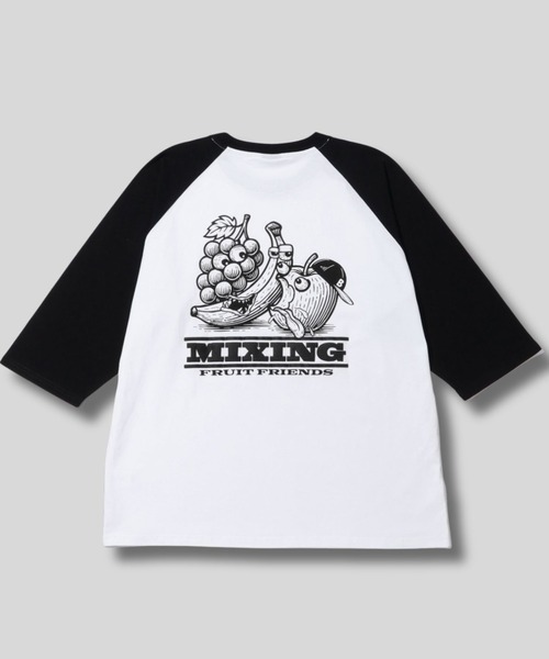 NAVY(ネイビー)の「【NAVY/ ネイビー】発泡バックプリント ラグラン7分袖Tシャツ(Tシャツ/カットソー・メンズ・チャコール/ブラック系1/グリーン/ブラック系2・M/L/XL)」の5枚目の写真