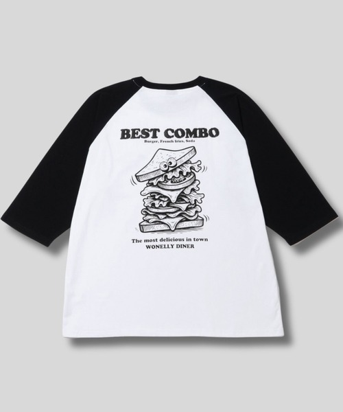 NAVY(ネイビー)の「【NAVY/ ネイビー】発泡バックプリント ラグラン7分袖Tシャツ(Tシャツ/カットソー・メンズ・チャコール/ブラック系1/グリーン/ブラック系2・M/L/XL)」の8枚目の写真
