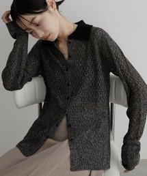 Aunt Marie's（アントマリーズ）の「透かし編みバイカラーポロトップス（ニット/セーター）」