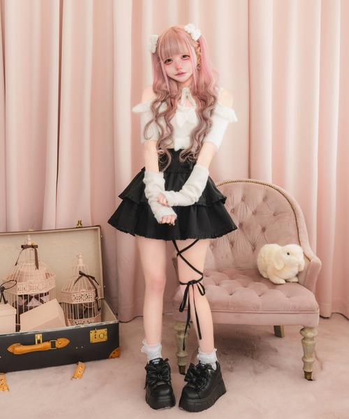 nyanMe（ニャンミー）の「【挑戦】はじめてのにっととっぷす（ニット/セーター・レディース・ピンク/ホワイト/ブラック・FREE）」の6枚目の写真
