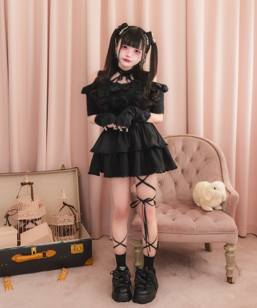 nyanMe（ニャンミー）の「【挑戦】はじめてのにっととっぷす（ニット/セーター・レディース・ピンク/ホワイト/ブラック・FREE）」の5枚目の写真