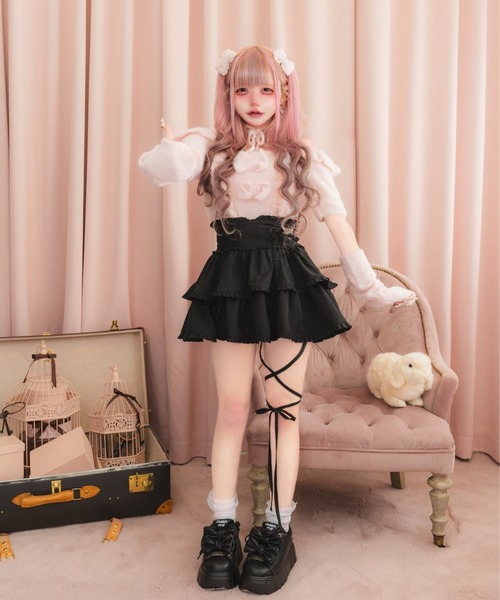 nyanMe（ニャンミー）の「【挑戦】はじめてのにっととっぷす（ニット/セーター・レディース・ピンク/ホワイト/ブラック・FREE）」の4枚目の写真