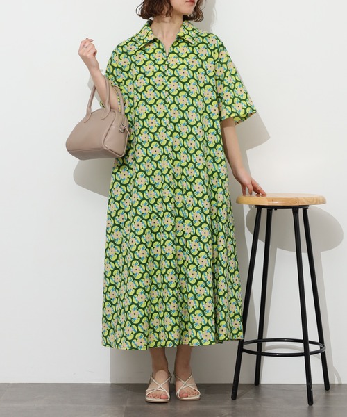 KILKI(キルキー)の「kilki スワロープリントワンピース 半端袖(ワンピース・レディース・ブルー系/グリーン系・ONESIZE)」の1枚目の写真