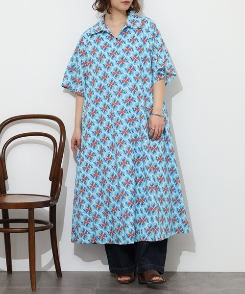 KILKI(キルキー)の「kilki スワロープリントワンピース 半端袖(ワンピース・レディース・ブルー系/グリーン系・ONESIZE)」の10枚目の写真