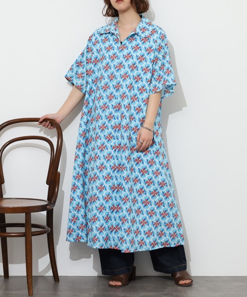 KILKI(キルキー)の「kilki スワロープリントワンピース 半端袖(ワンピース・レディース・ブルー系/グリーン系・ONESIZE)」の11枚目の写真