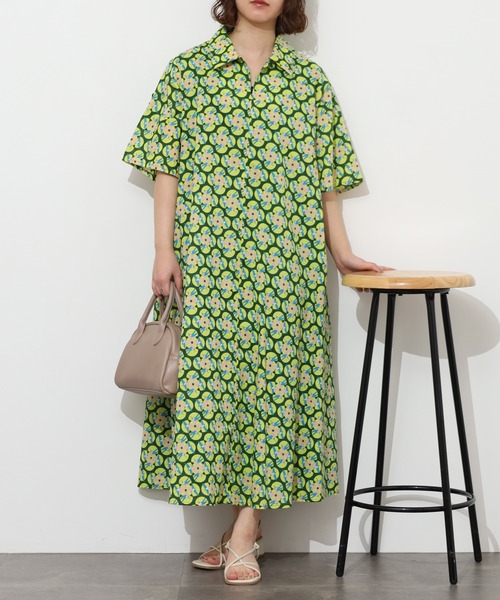 KILKI(キルキー)の「kilki スワロープリントワンピース 半端袖(ワンピース・レディース・ブルー系/グリーン系・ONESIZE)」の3枚目の写真