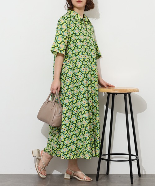 KILKI(キルキー)の「kilki スワロープリントワンピース 半端袖(ワンピース・レディース・ブルー系/グリーン系・ONESIZE)」の5枚目の写真